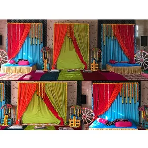 Cérémonie de mariage Sangeet décors colorés mariage indien Mehndi rideaux de scène fêtes de mariage et événement rideaux colorés UK - Product Image 1