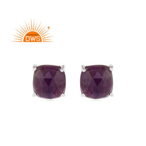 925 <b>Fine</b> Sterling Silver Natural Amethyst Gemstone <b>Stud</b> <b>Earring</b> for Women Jewelry Manufacturer - Product Image 1