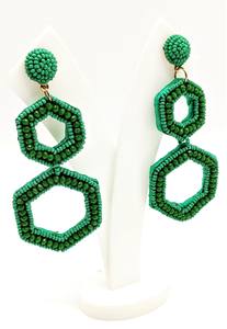 Déclaration Géométrique Ethnique Perles de Rocaille Vertes Tressées à la Main Boucles d'Oreilles Créoles en Rotin Acrylique Perles Idée Cadeau Tendance - Product Image 5