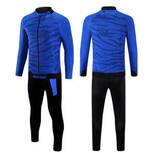 Unisex Blue White Geometric Print <b>Tracksuit</b> Full Sleeve Zipper Closure Sporty Autumn Wear Adults Quick Dry <b>Polyester</b> Material - Product Image 3