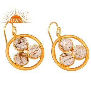 ขายส่งทองเงาชุบวงกลมห้อยต่างหู925ผู้ผลิตเครื่องประดับเงิน - Product Image 2