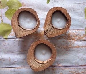 UNIQUE <b>COCONUT</b> <b>CANDLE</b>/ HALF - LEFT <b>COCONUT</b> <b>CANDLE</b> BASE FROM VIETNAM - Product Image 6