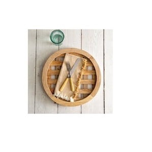 Assiettes de présentation rondes en bois en gros Assiette de présentation en bois massif pour dessert faite à la main personnalisée Produit le plus vendu - Product Image 2