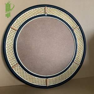 ผู้ผลิตเวียดนามหวายไม้ไผ่หวายกระจกตกแต่งผนังแขวนที่มีคุณภาพสูง Handwoven งาช้างสีดำ - Product Image 3