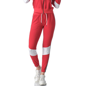 ชุดวอร์มผู้หญิงสีแดงมีกระเป๋าข้างมีซิปสีส้ม - Product Image 6