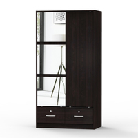 Armoire contemporaine avec miroir pour chambre à coucher, modèle 12_0037, avec portes coulissantes et 2 tiroirs, avec jeu de clés, pour appartement et entrepôt