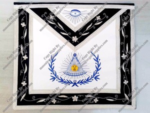 Regalia masónica de alta calidad, delantal azul bordado con logotipo, de cuero - Product Image 6