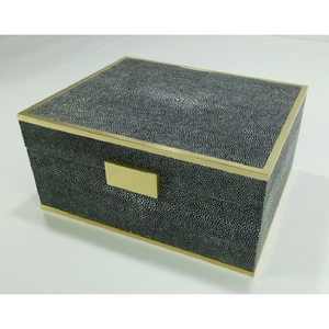 DAPHOCO Vietnam Origin 0.24x0.19x0.1 Brass Border Lock MDF Shagreen Velvet Faux Shagreen Resin Jewellery <b>Box</b> Liner <b>Gift</b> <b>Box</b> - Product Image 1