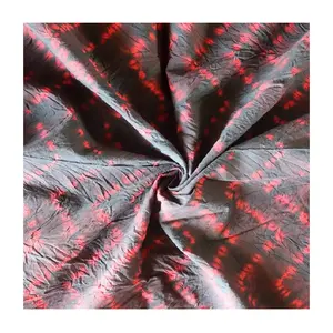 Red And Black Wrinkled Printed Fabric With Custom Designs Available In Cotton Sheets
