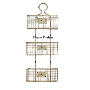 Cesta de pared de hierro Vintage rústico indio hecha a mano con estilo clásico cesta de diseñador de tamaño alto mejor cesta colgante de pared hecha a mano - Product Image 1
