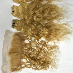 หยักสีบลอนด์ของอินเดียกับหน้าผากที่ตรงกัน-การต่อผมอินเดียดิบ - Product Image 1