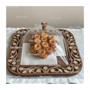 ถาดเสิร์ฟอาหารทำจากไม้มุกพร้อมโดมแก้วถาดขนมพร้อมฝาปิด - Product Image 6