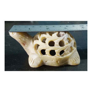 Figura de tortuga tallada a mano, piedra de Soapstone para decoración del hogar - Product Image 1