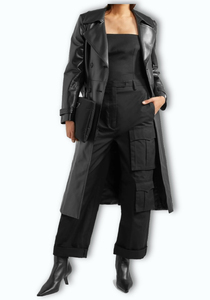 Gabardina Unisex de piel de vaca negra de alta calidad disponible en todos los colores de cuero, hecha en Pakistán - Product Image 2