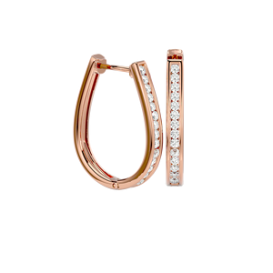 Pendientes de aro de oro de 14 quilates con diamantes naturales |   Aros Redondos de Diamantes Blancos para Mujer en Oro Amarillo, Blanco y Rosa |   Regalo de Joyería Fina de Lujo - Product Image 5