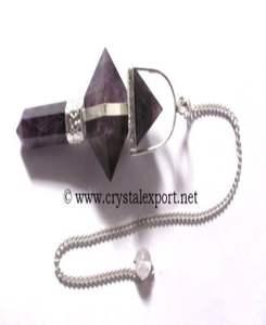 Natural Amethyst Pyramid Point Pendulums for Sale Healing Chakra <b>Crystal</b> Pendulum Direct From Supplier - Product Image 1
