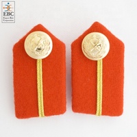 Patchs de col de veste OEM en gros, patchs de col d'uniforme, bleu, rouge, noir, tissu, broderie à la main, fil doré, bouton en laiton, export