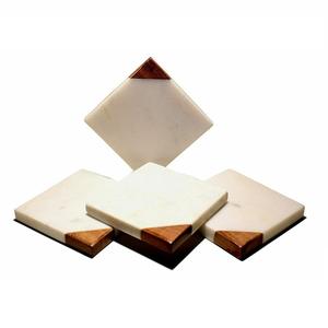 ที่รองแก้วเครื่องดื่มทำจากไม้และหินอ่อน,แผ่นไม้รองแก้วสำหรับวางรูปทรงสี่เหลี่ยมสำหรับจำหน่ายเครื่องดื่มร้อนและเย็น - Product Image 1
