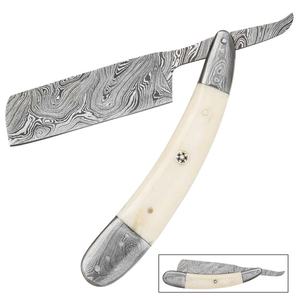 6 \ "hoja de acero de Damasco Barbero maquinilla de afeitar mango de plástico Acero inoxidable afeitado corte de pelo maquinilla de afeitar CE aprobado herramienta de belleza agarre de goma - Product Image 1