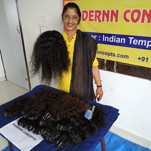 Extensions de cheveux humains de temple de trame de génie de faisceau bouclé vierge naturel vierge non transformé en gros brut - Product Image 5