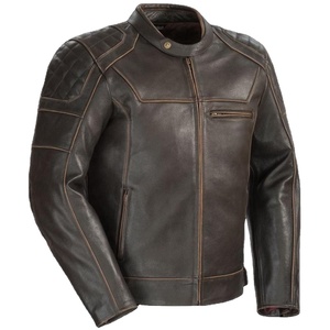 2025 nuevo abrigo de cuero Vintage informal para motocicleta, traje de otoño para hombre, chaqueta de cuero de vaca de capa superior con diseño de bolsillo para motorista a la moda - Product Image 1