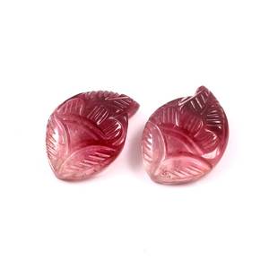 Tourmaline naturelle bio, tourmaline sculptée à la main, taille fantaisie 14x19,50 mm, une paire, 23,90 carats +AAAA, pierre authentique et naturelle. - Product Image 2