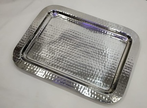 Stainless Steel Hammered Rectangle Tray Hammered Nickel Plated Gold Plated Shining Polish Modern Luxury Exclusive Fancy Server - Product Image 6