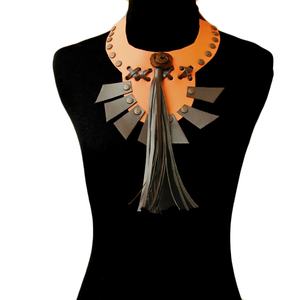 Boho Brown Flower Tussle African Necklace With <b>Leather</b> Cord for Wedding or Christian Occasions Choker Style Bohemian Necklace - Product Image 5