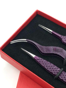 Haute qualité Pro droite vin poudre revêtement mince droite en acier inoxydable applicateur Extension de cils pince à épiler outils de beauté - Product Image 5