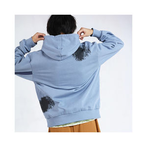 En gros imprimé logo multicolore à capuche poche kangourou pull imprimé couture couleur de bloc veste hommes sweat - Product Image 2