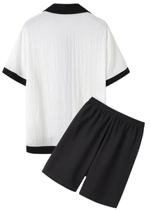 Conjunto de ropa de salón de algodón de punto liso con cuello redondo unisex para hombre, ropa de dormir de verano de Bangladesh - Product Image 3