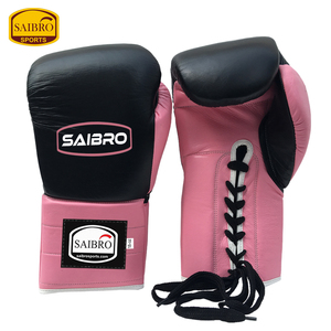Gants de boxe à lacets en cuir véritable avec impression de logo personnalisé professionnel pour adultes poignées faites pour les arts martiaux - Product Image 3
