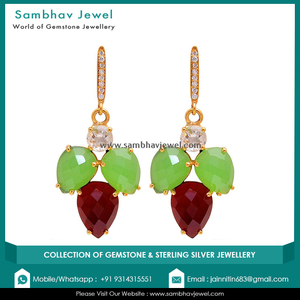 เครื่องประดับแฟชั่นสุดหรูสำหรับผู้หญิงอัญมณีหลากสีเงินสเตอริ925พร้อมต่างหูชุบทองเพทาย - Product Image 2