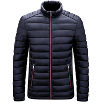 Veste matelassée slim pour homme, col montant, fermeture éclair, coupe-vent, rembourrage polyester, manteau d'hiver décontracté, couleur unie, coupe régulière