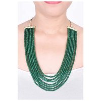 Collar clásico de 7 capas de Esmeralda para mujer, collar de cuentas naturales de ónix, joyería de piedra natural