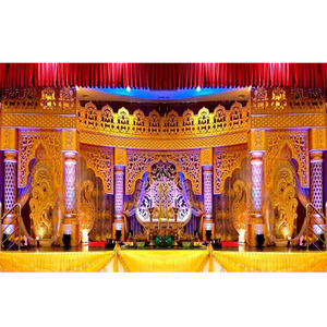 Meilleur USA Top Mughal Thème Rajwada Fiber Stage Setup pour Mariage Golden Srilankan Décorations de Mariage UK SALE - Product Image 1