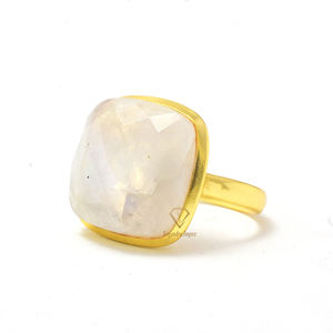 Haute qualité arc-en-ciel pierre de lune pierre précieuse 925 en argent Sterling cadeau bague Micron or lunette ensemble à la main mode grossiste anneaux - Product Image 3