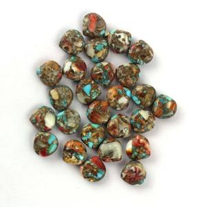 หินเทอร์ควอยซ์ คริสตัลบําบัด สีดําโมแฮบ ทองแดง หอยนางรมผสมรูปร่าง พลอยหลวมคาโบชอง - Product Image 2