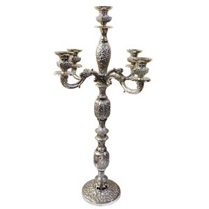 Elegant embossed Design Tall Candelabra with 5 <b>Candle</b> arms Shiny Silver Plated Luxury <b>Candle</b> Holder Handmade Candelabra - Product Image 1