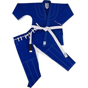 Kimono de Jiu-Jitsu Unisexe Sur Mesure Bleu Vierge Tissage Perlé 450 GSM 100% Coton Durable Respirant Logo Personnalisable - Product Image 2