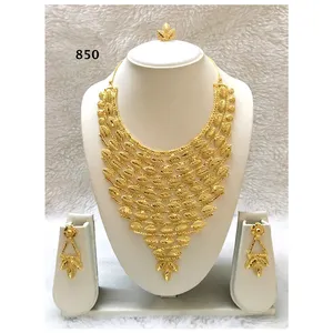 Conjunto de collar africano con cuentas, joyería de diseño, bañado en oro