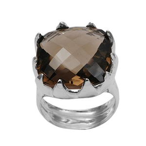 Anillo de Plata de Ley 925 con Piedra de Cuarzo Ahumado Personalizado, Joyería para Hombre, Gran Venta - Product Image 1
