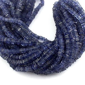 Cristaux d'iolite Perles carrées lisses 4mm Bleu Heishi Forme Perles de pierres précieuses en verre et pierre pour la fabrication de bijoux - Product Image 4