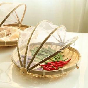 Hot sale bamboo <b>food</b> <b>cover</b>/ <b>food</b> <b>cover</b> made of natural bamboo dish <b>cover</b> with white <b>net</b> - Product Image 3