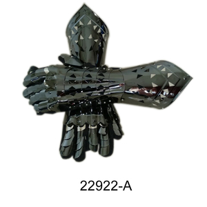 Guantes medievales de armadura antigua, par de guantes con esmalte brillante para decoración de recreación, Color gris - Product Image 6