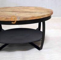 Vente en gros de meubles industriels en fer et bois solides fabriqués à la main de forme ronde Paras Table basse pour salle de séjour avec métal en bois de manguier