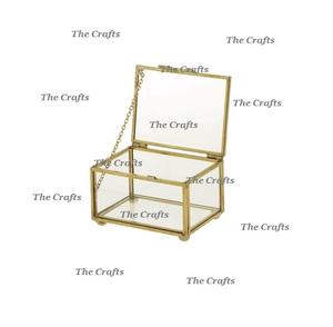 Joyero Pequeño de Metal y Vidrio, Decoración del Hogar, Joyero Cuadrado, Caja de Cosméticos en India - Product Image 1