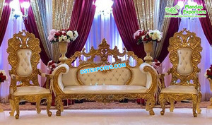 ชุดเครื่องทำจากหนังสำหรับพิธีแต่งงาน,ชุดเฟอร์นิเจอร์บัลลังก์สำหรับงานแต่งงานชุดเฟอร์นิเจอร์สำหรับเวทีแต่งงาน King Queen - Product Image 4