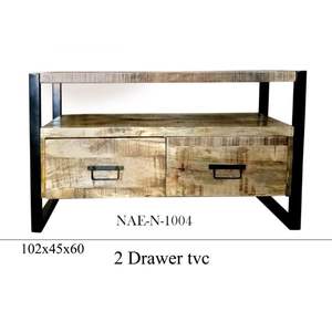 Mueble de TV de entretenimiento de madera maciza Industrial y Vintage, muebles para el hogar de granja de Metal de hierro indio para uso en la sala de estar - Product Image 1