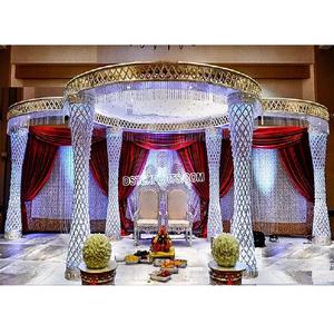 Impresionantes Pilares de Cristal Iluminados para Mandap de Bodas - Material de Fibra de Vidrio, Fácil Montaje, Decoración Moderna y Lujosa para Bodas Indias - Product Image 1